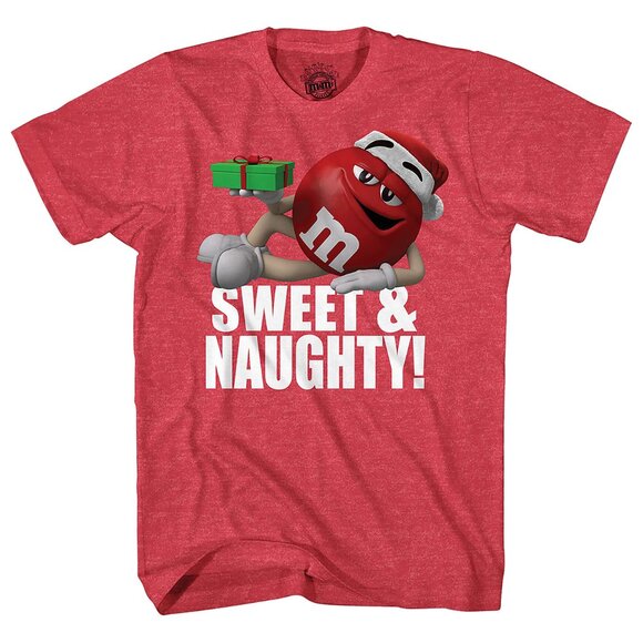 New! M&M's Christmas T-Shirt Sweet & Naughty! - Picture 1 of 2